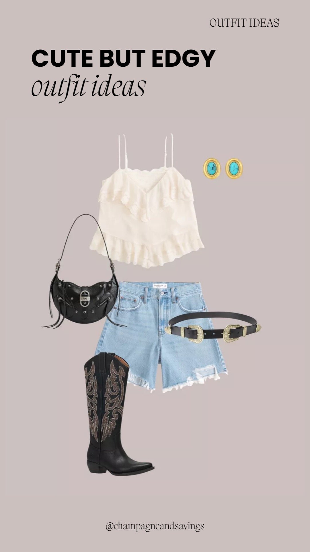 Ruffle tank top paired with denim shorts and western boots for a casual, warm-weather outfit