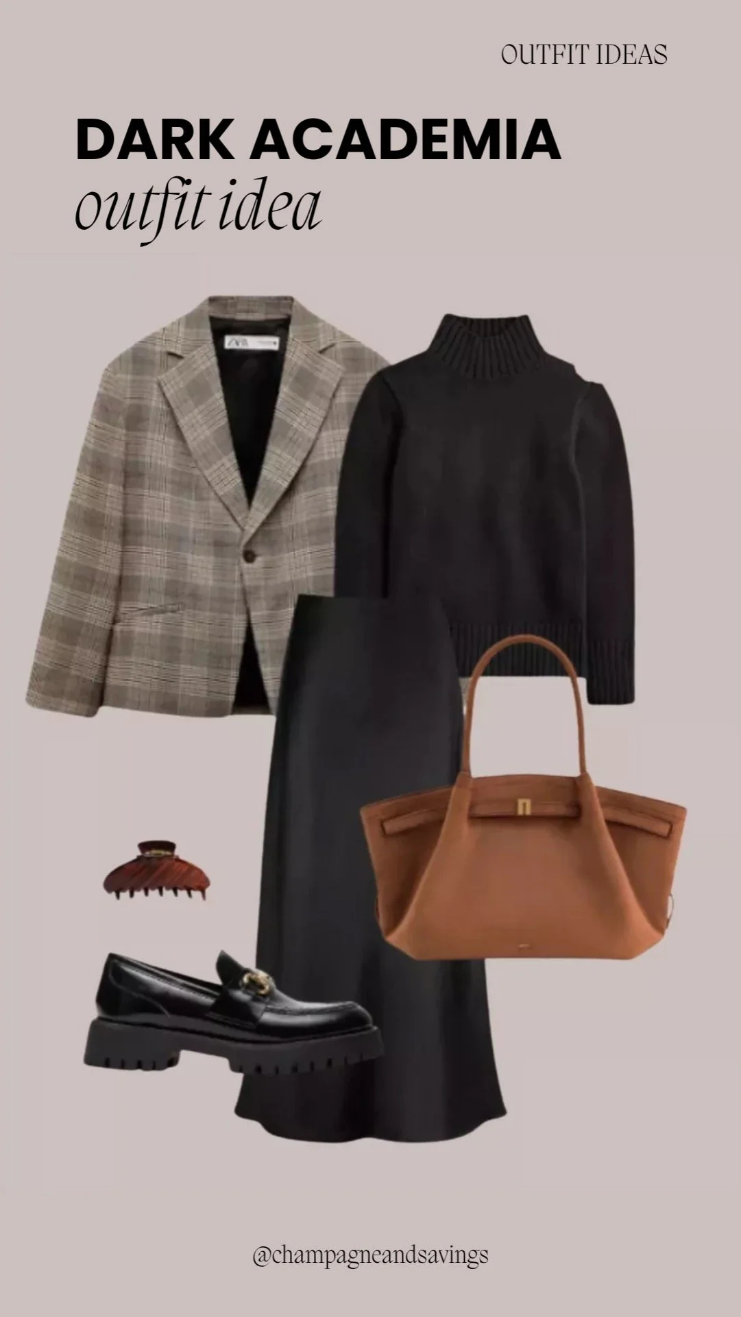 Plaid Blazer With Satin Skirt outfit