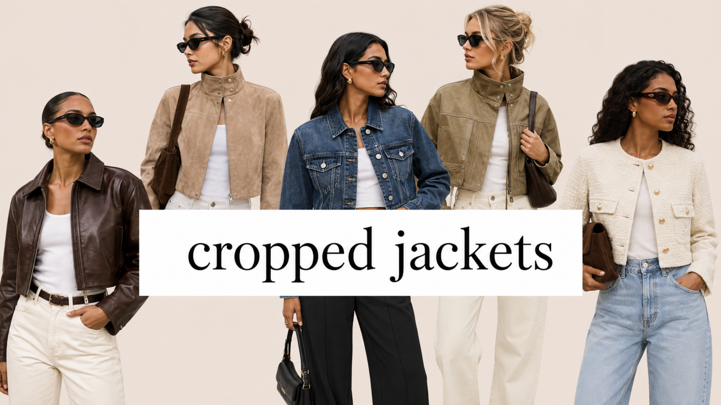 Cropped jacket fashion trend for 2027 featuring a collage of stylish cropped jackets in trending silhouettes and designs.