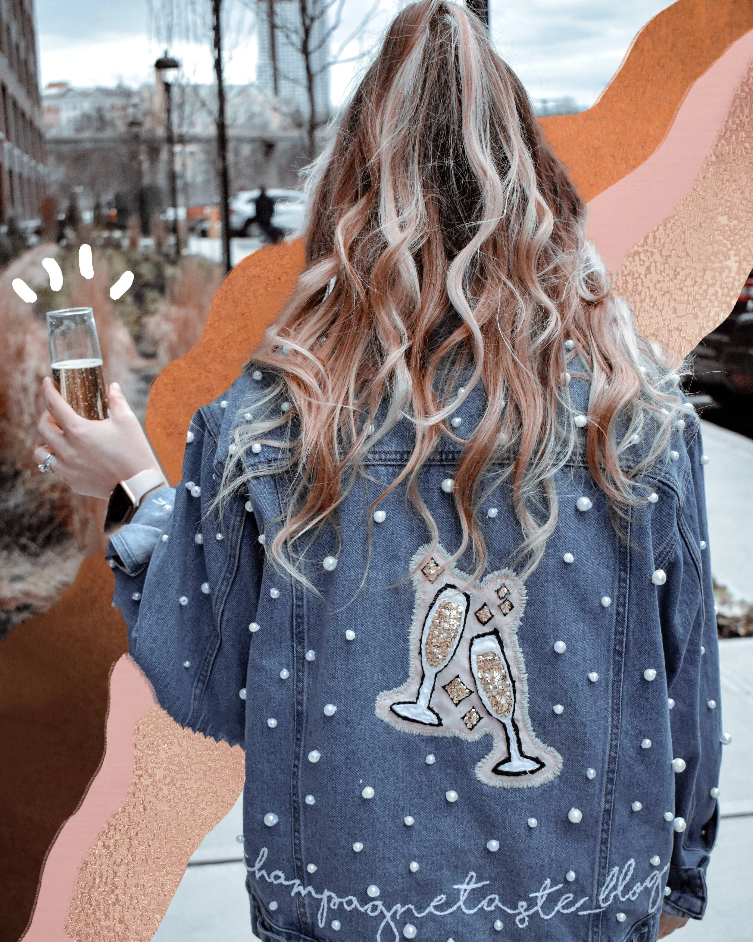 Seriously, check out Morgan Powers USA for customized denim jackets! The pearl details, my handle, the champagne glasses decal?? SO CUTE and totally personalized to me! Would make a great gift and also a great idea for brides/bridal parties!