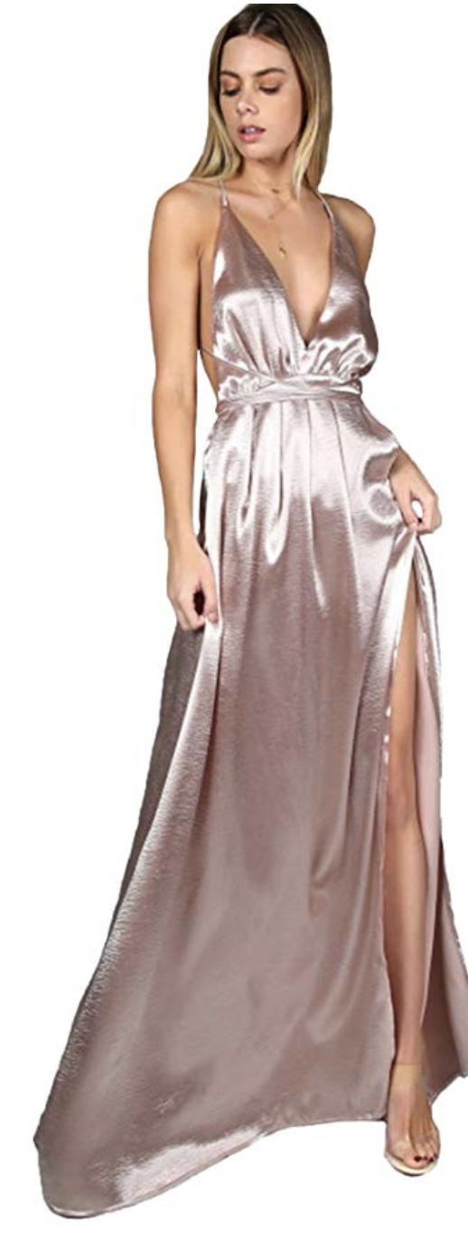 satin rose gold gown