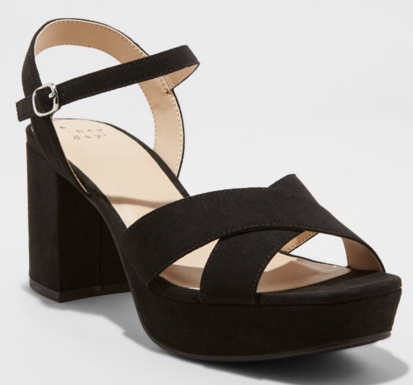 black block heel sandal