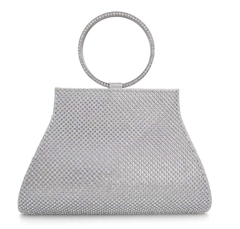 silver ring handle evening bag