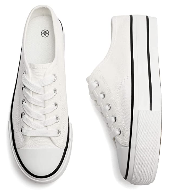 white platform backless sneakers
