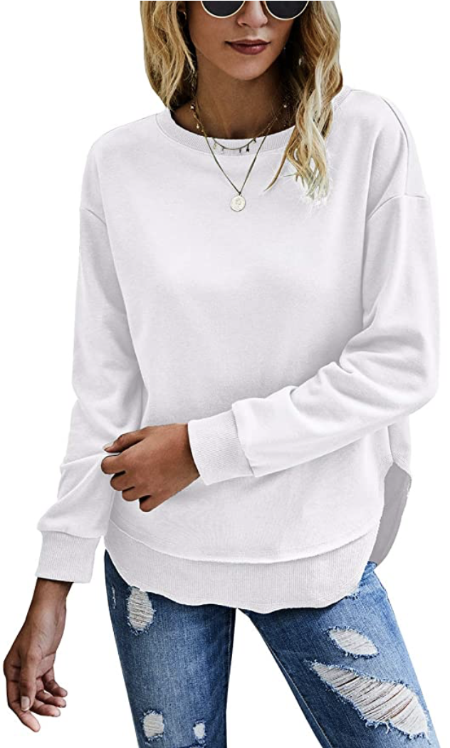 white basic sweatshirt top