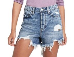high waist distressed denim shorts for women