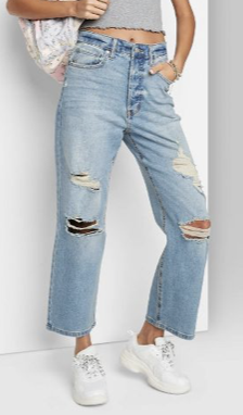 distressed high waist mom jeans