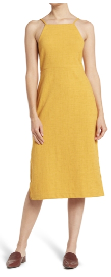 yellow high neck dress