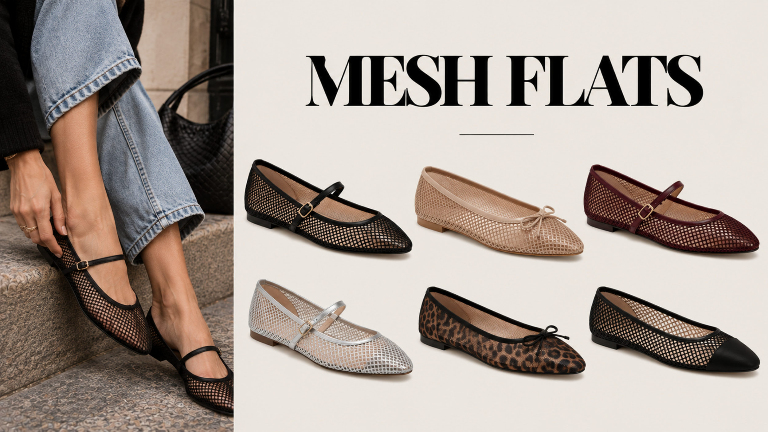 Mesh flats  featured as one of the top 2027 shoe trends for women.