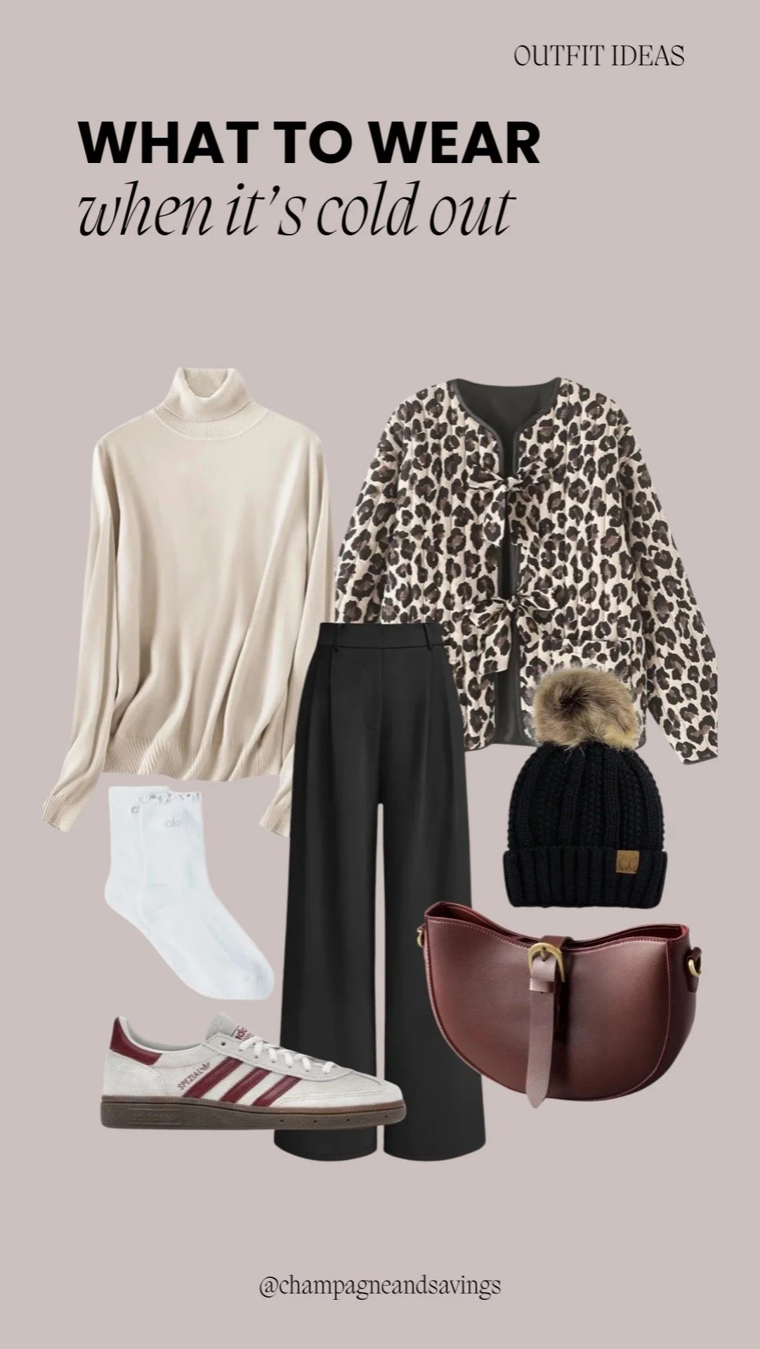 Leopard Coat Winter Outfit With Sneakers