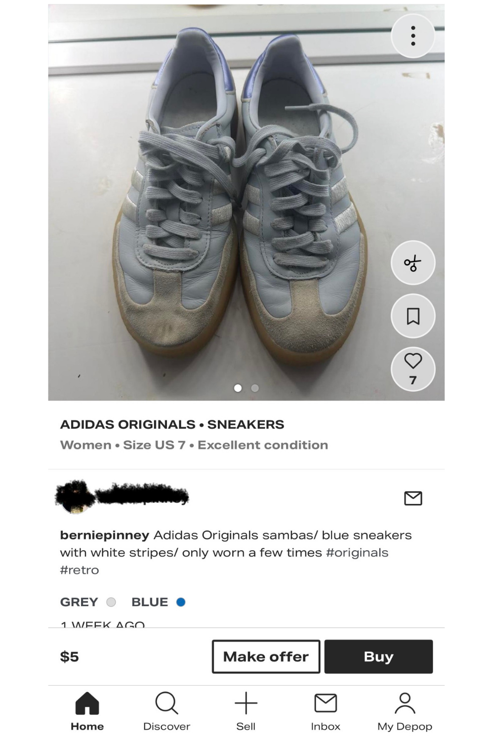 sneakers listed on Depop