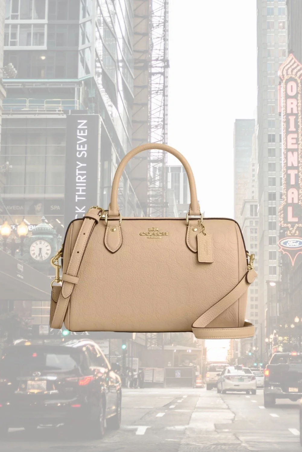 Coach Rowan Satchel in Neutral Cream