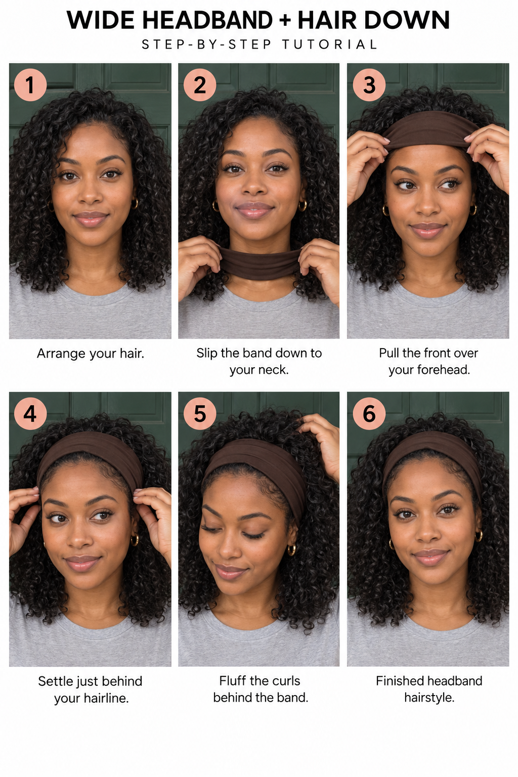 Step by step tutorial on how to do a wide headband with hair down.