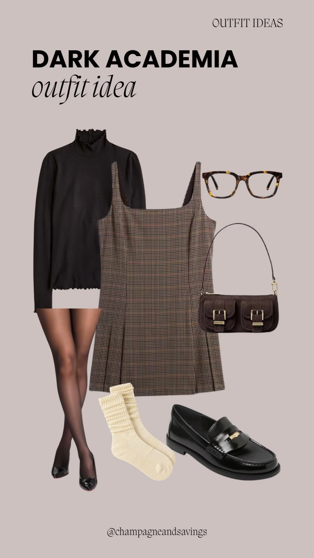 Plaid Dress with a Black Turtleneck outfit