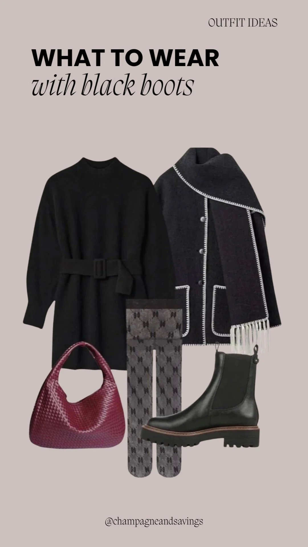 Chic winter outfit styled with chunky black boots for a cozy and fashionable cold-weather look.