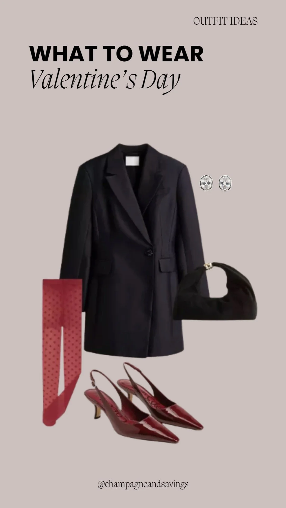 Dressy Valentine’s Day blazer dress outfit perfect for a stylish date night or special occasion.