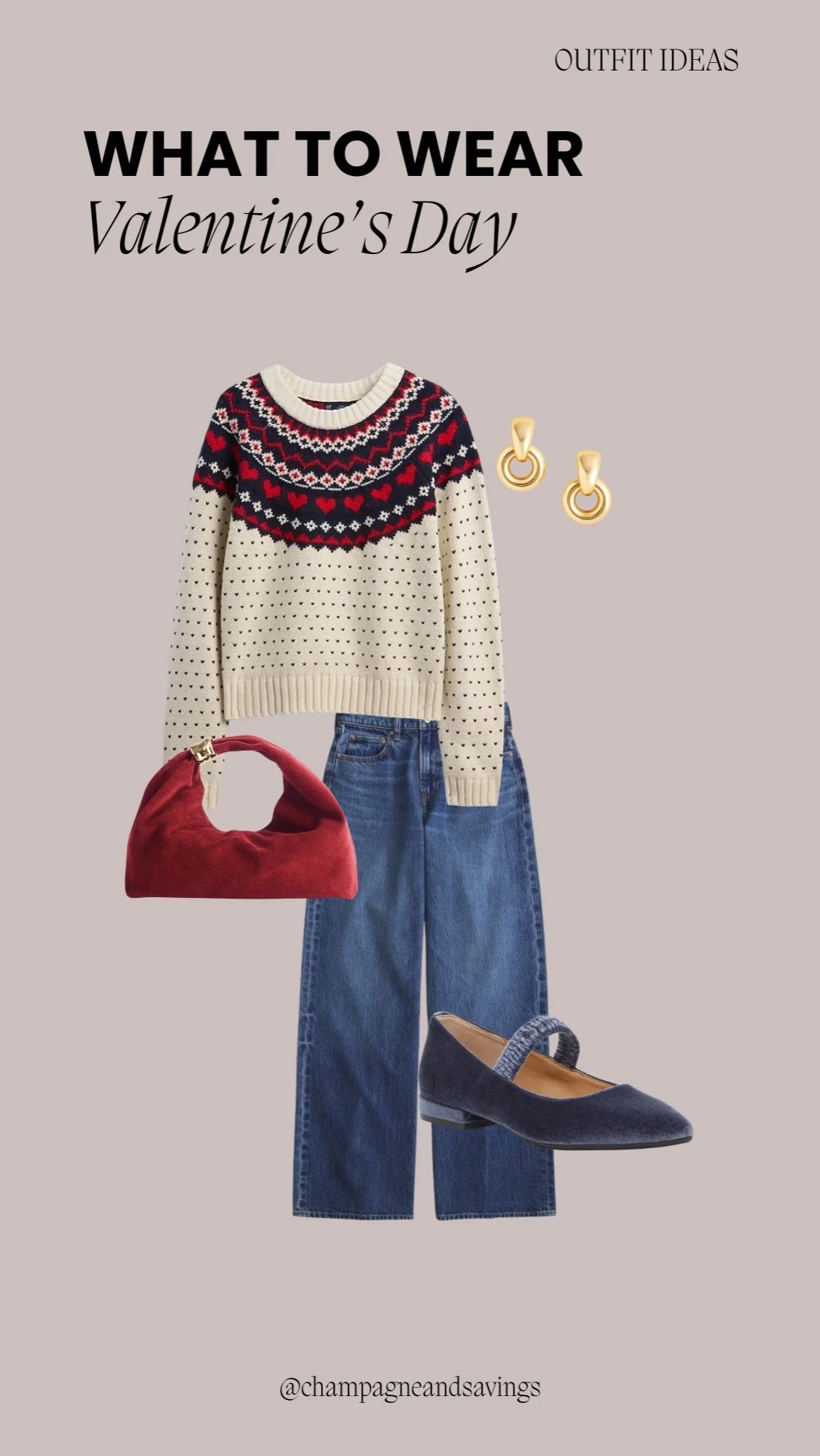 Casual Valentine’s Day outfit with jeans, perfect for a relaxed date or daytime plans.