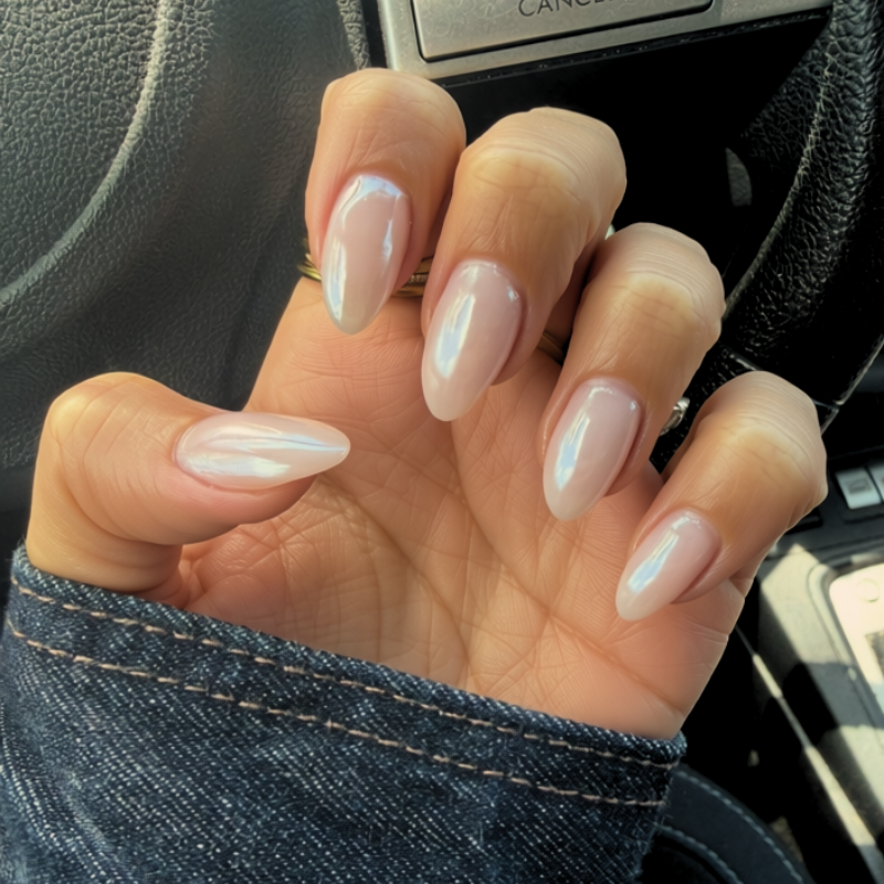 Bubble bath with chrome nails that make your skin look more tan and enhance a sun-kissed glow.