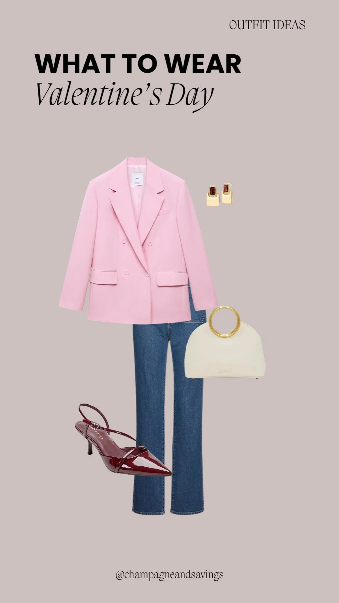 Pink blazer Valentine’s Day outfit paired for a stylish, modern, and romantic ensemble.