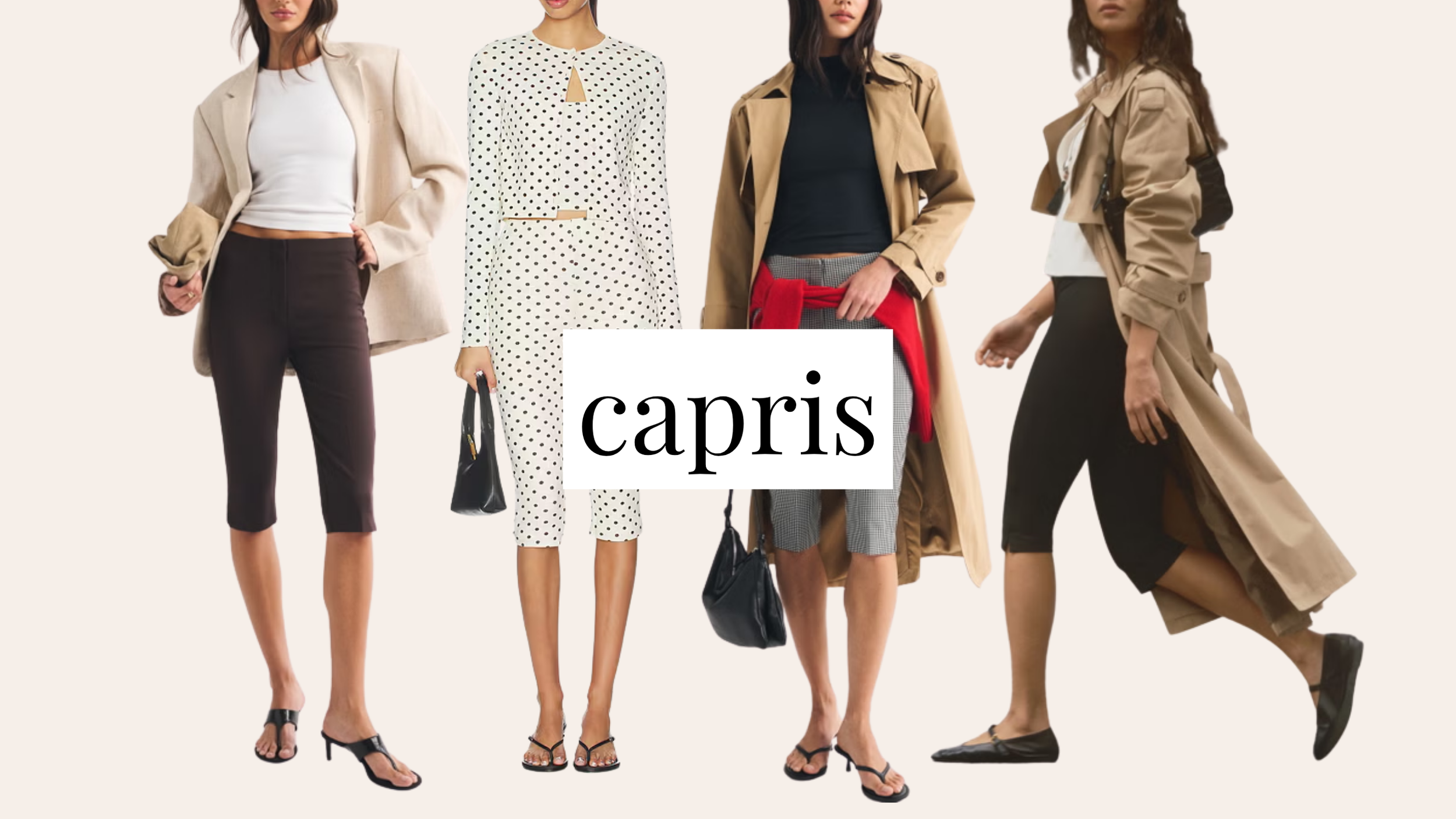 Collage featuring women wearing capri pants as an example of the capri fashion trend to skip for fall 2026.