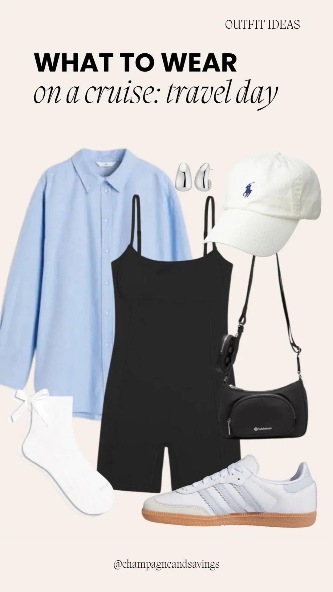 Layered romper paired with a button-down shirt, styled as a cute cruise outfit perfect for daytime excursions and warm-weather activities.