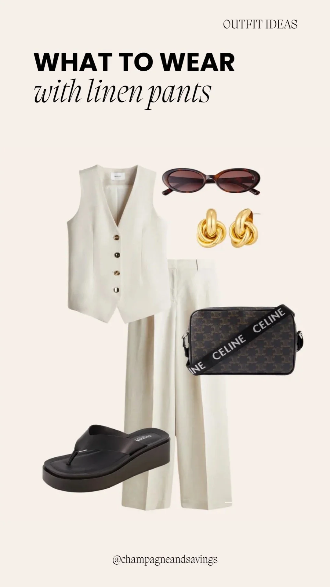 Linen pants outfit styled with a matching top and casual accessories for a chic and coordinated spring look.