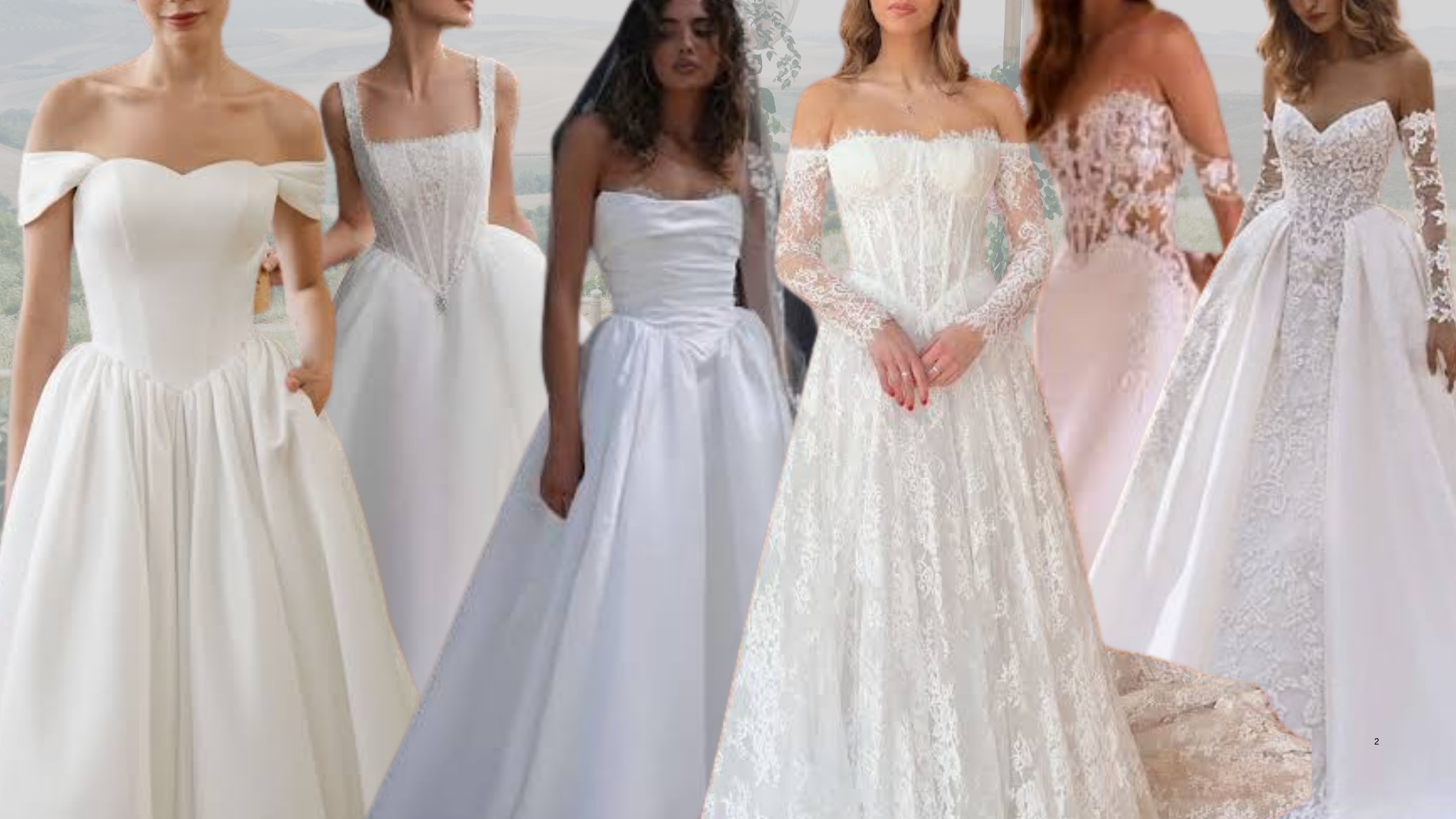 Collage of trending wedding gowns for 2027 featuring Basque Waists