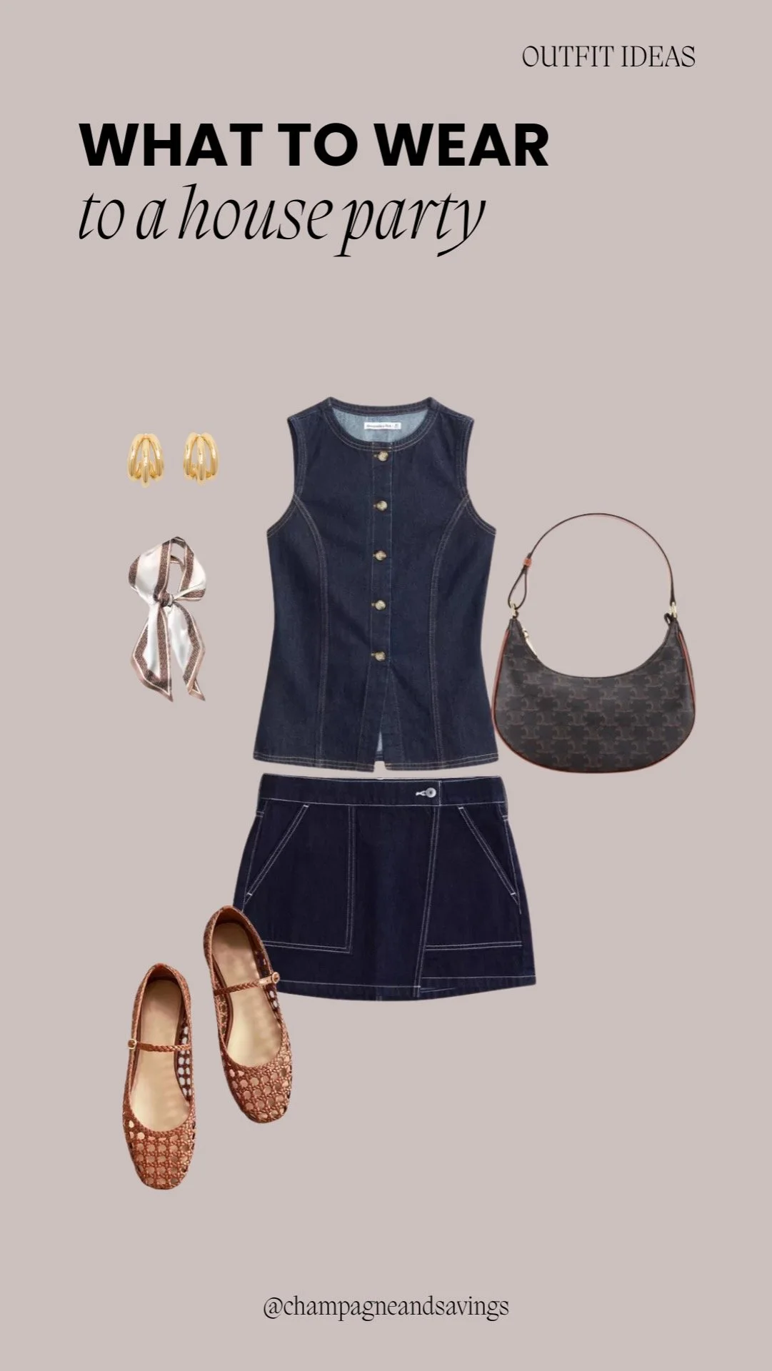 Denim set styled with chic accessories for trendy casual outfit inspiration.