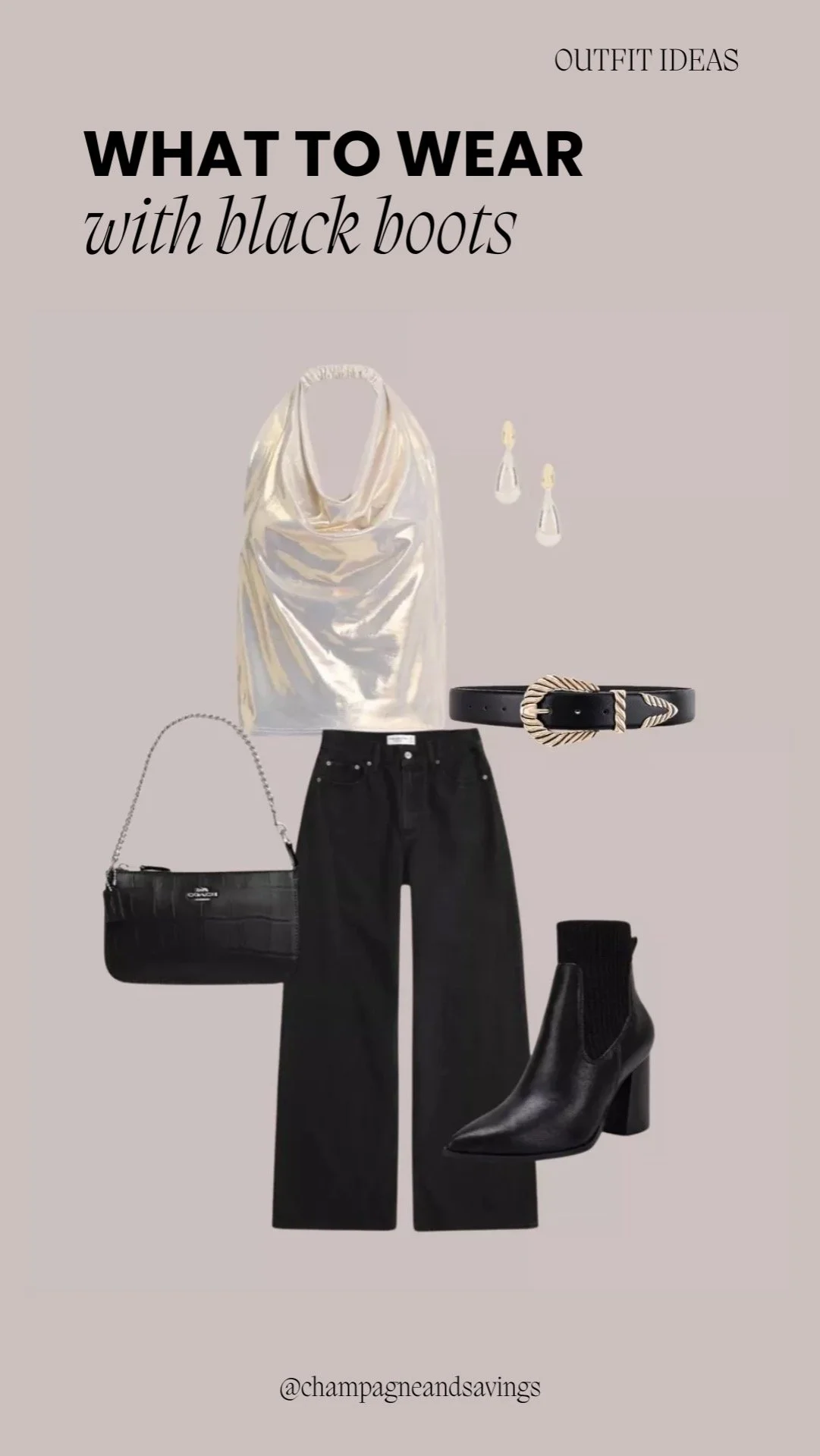 Dressy casual outfit styled with black heeled boots for a chic, elevated everyday look.