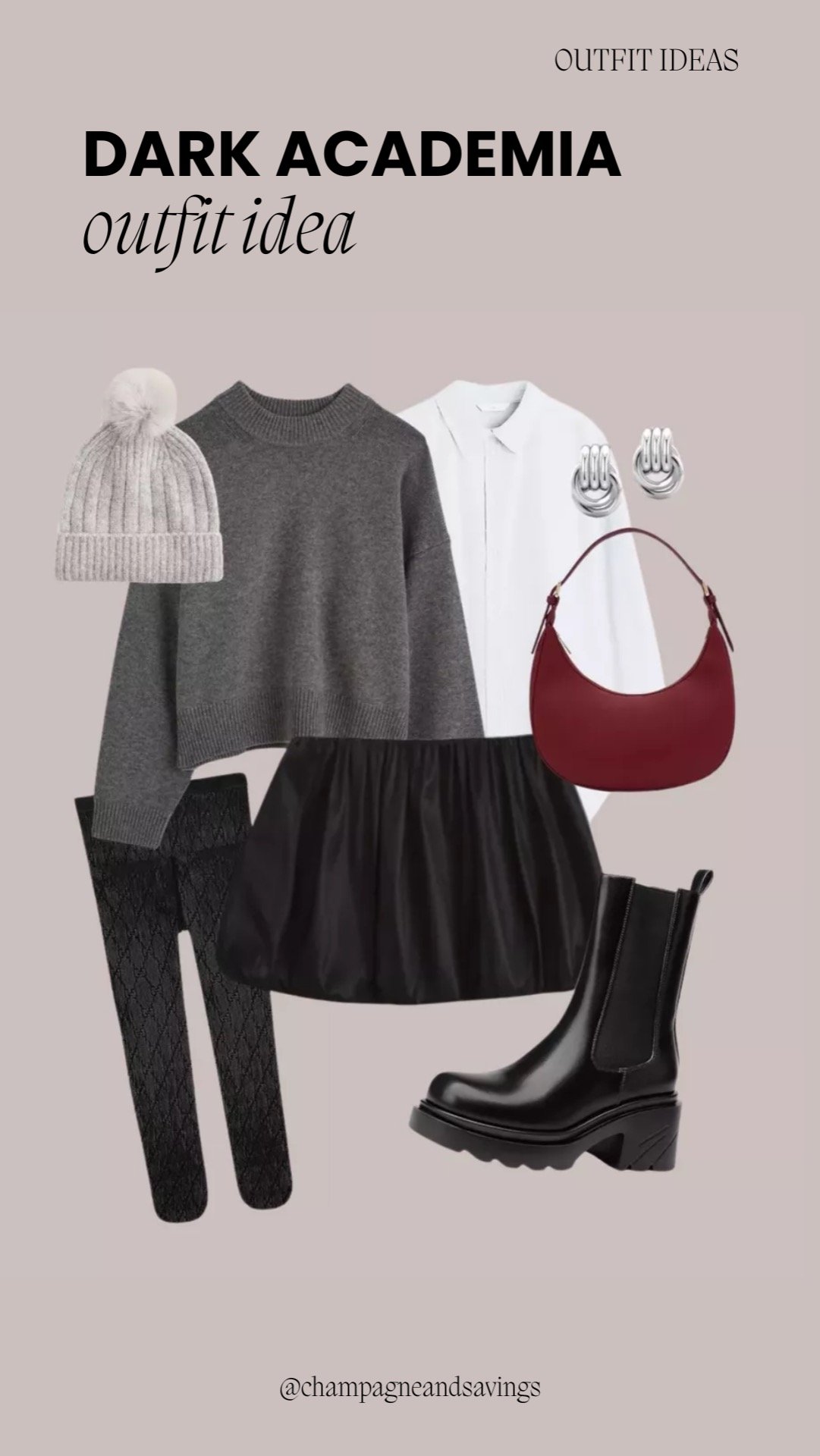 Gray Sweater with Puff Skirt outfit