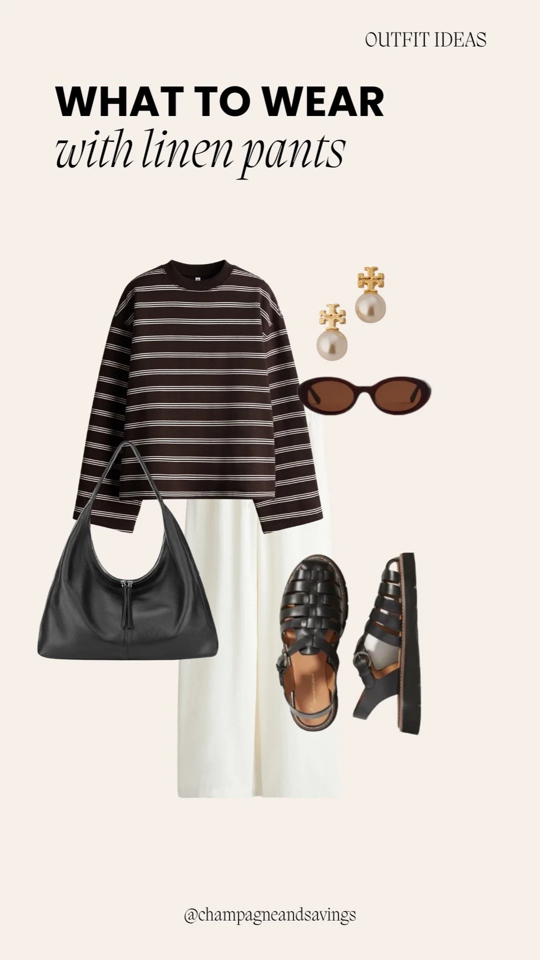 Relaxed Linen Pants Outfit with a Striped Long Sleeve