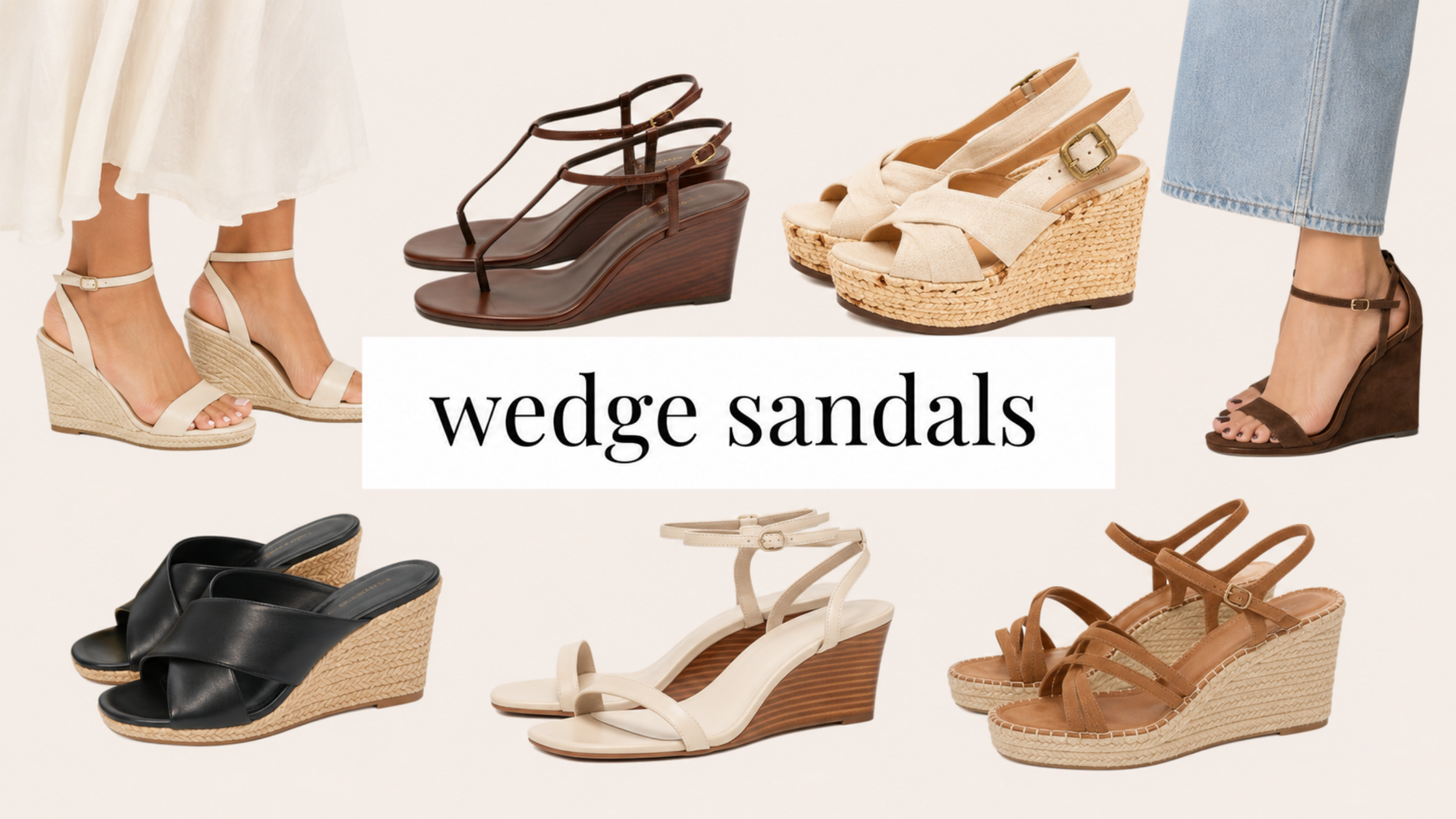 Wedge sandal fashion trend for 2027 featuring a collage of stylish wedge sandals in trending colors and designs.