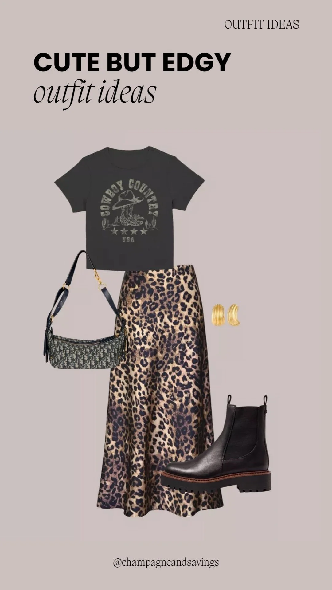 Graphic tee styled with a leopard print skirt for a trendy, edgy-casual look