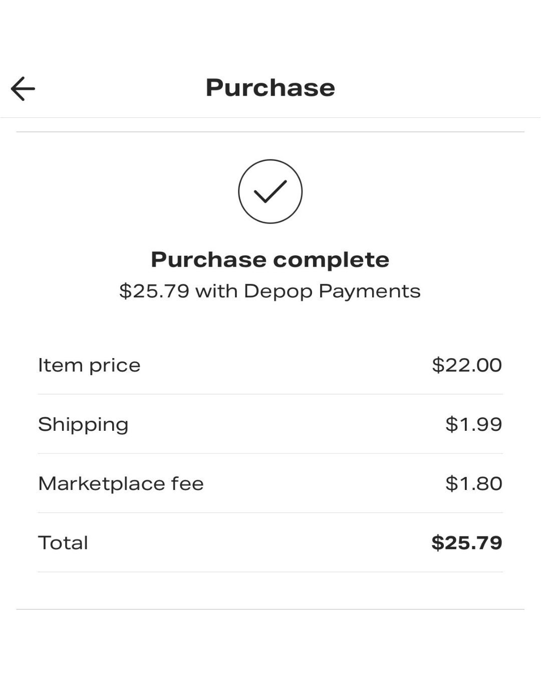 example of shipping and fees on depop