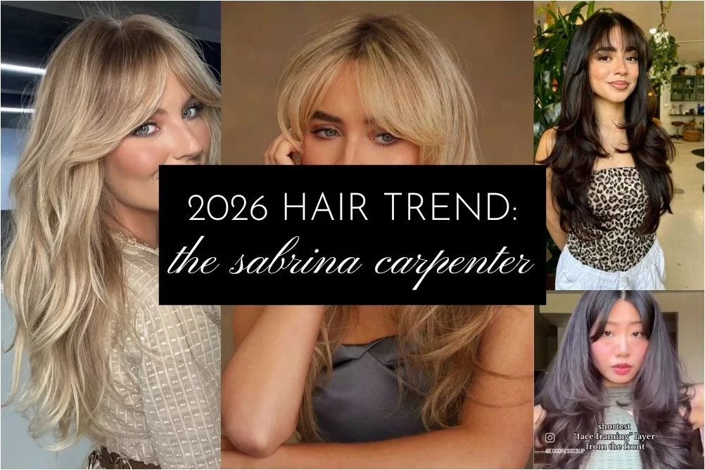 collage of the 2026 hair trend: the sabrina carpenter