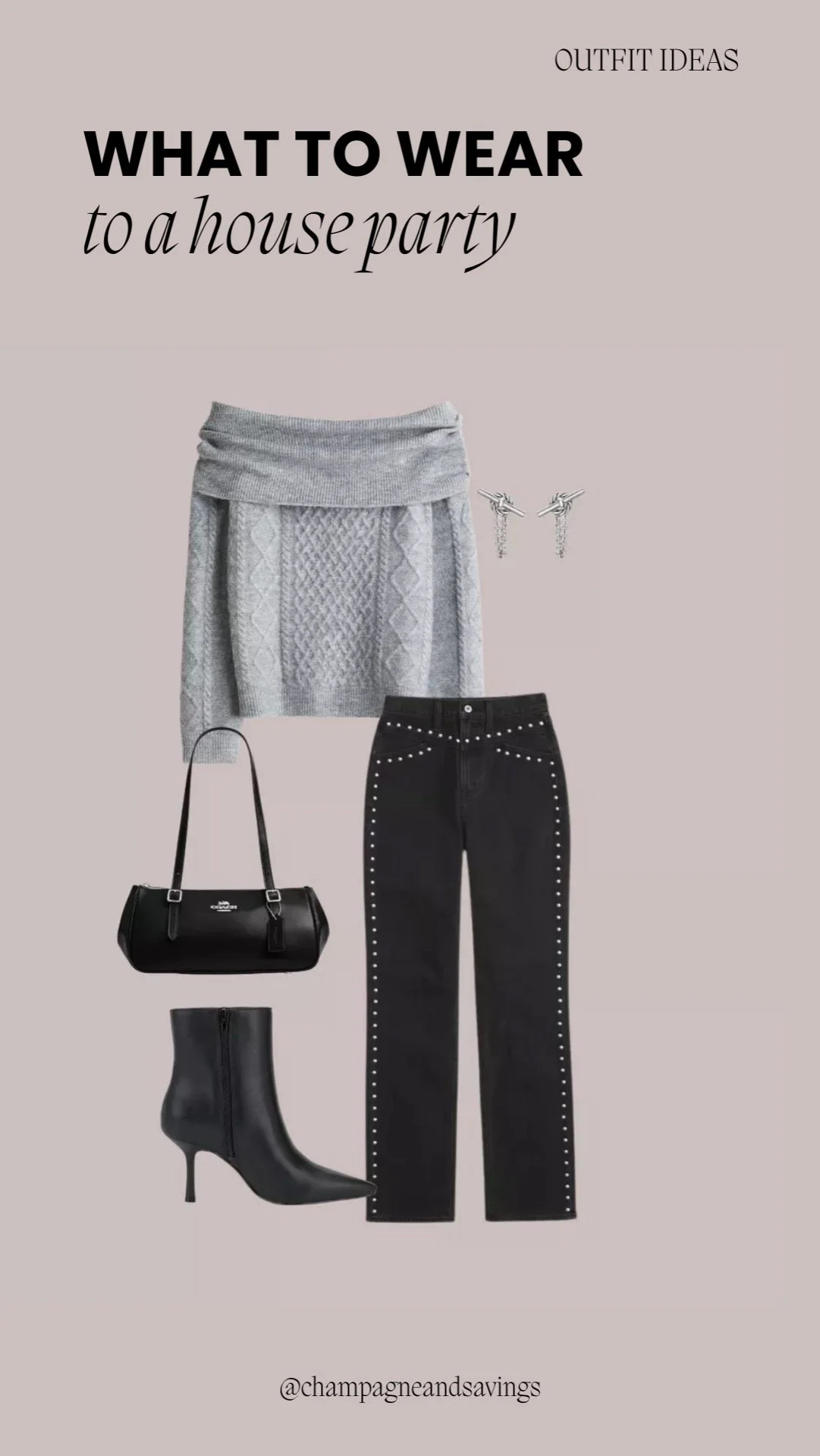 Cozy party outfit styled with soft layers and chic accessories for night-out style inspiration.