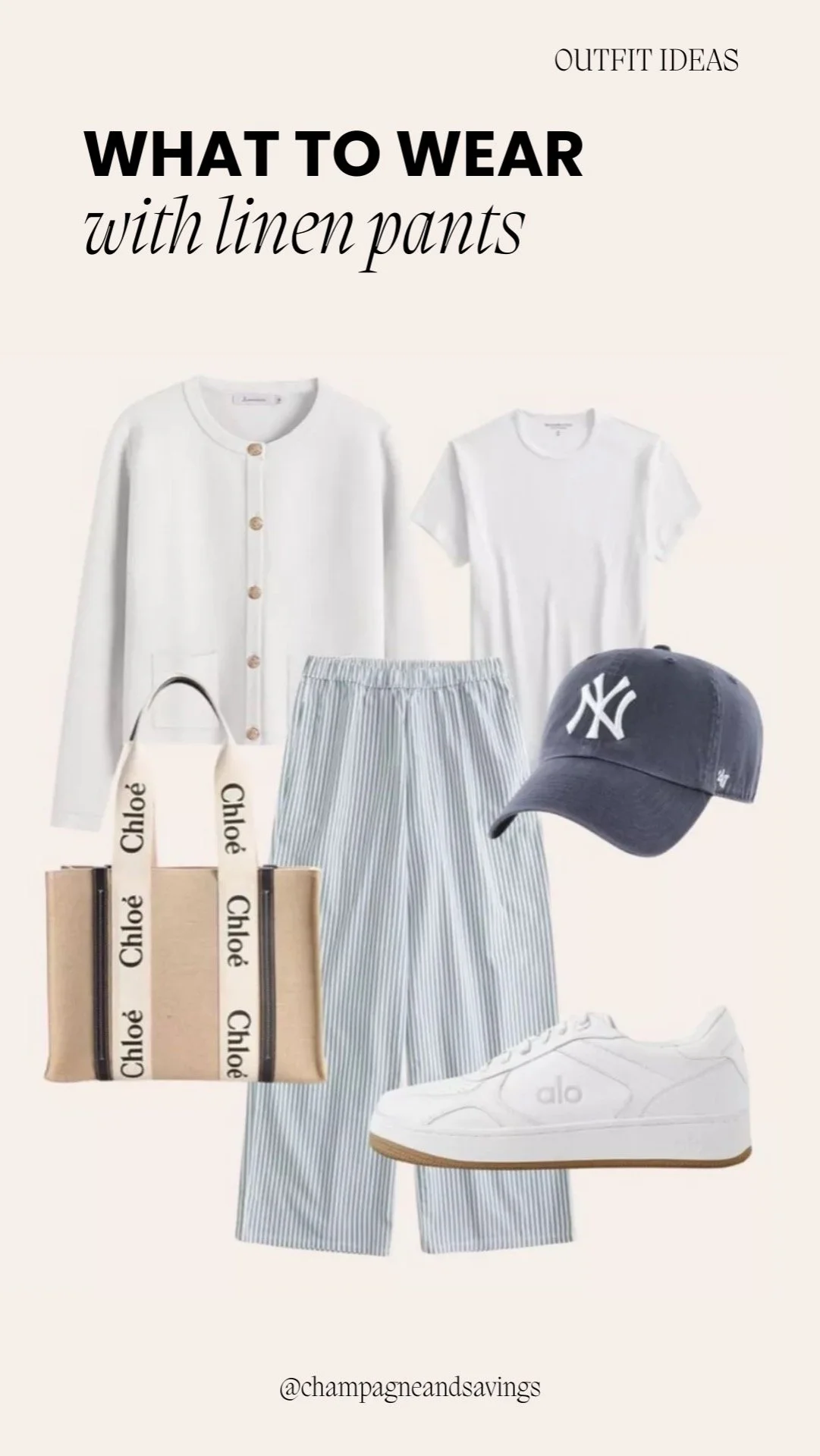 Casual linen pants outfit styled with a cardigan, tee, and casual accessories for a relaxed and chic spring look.