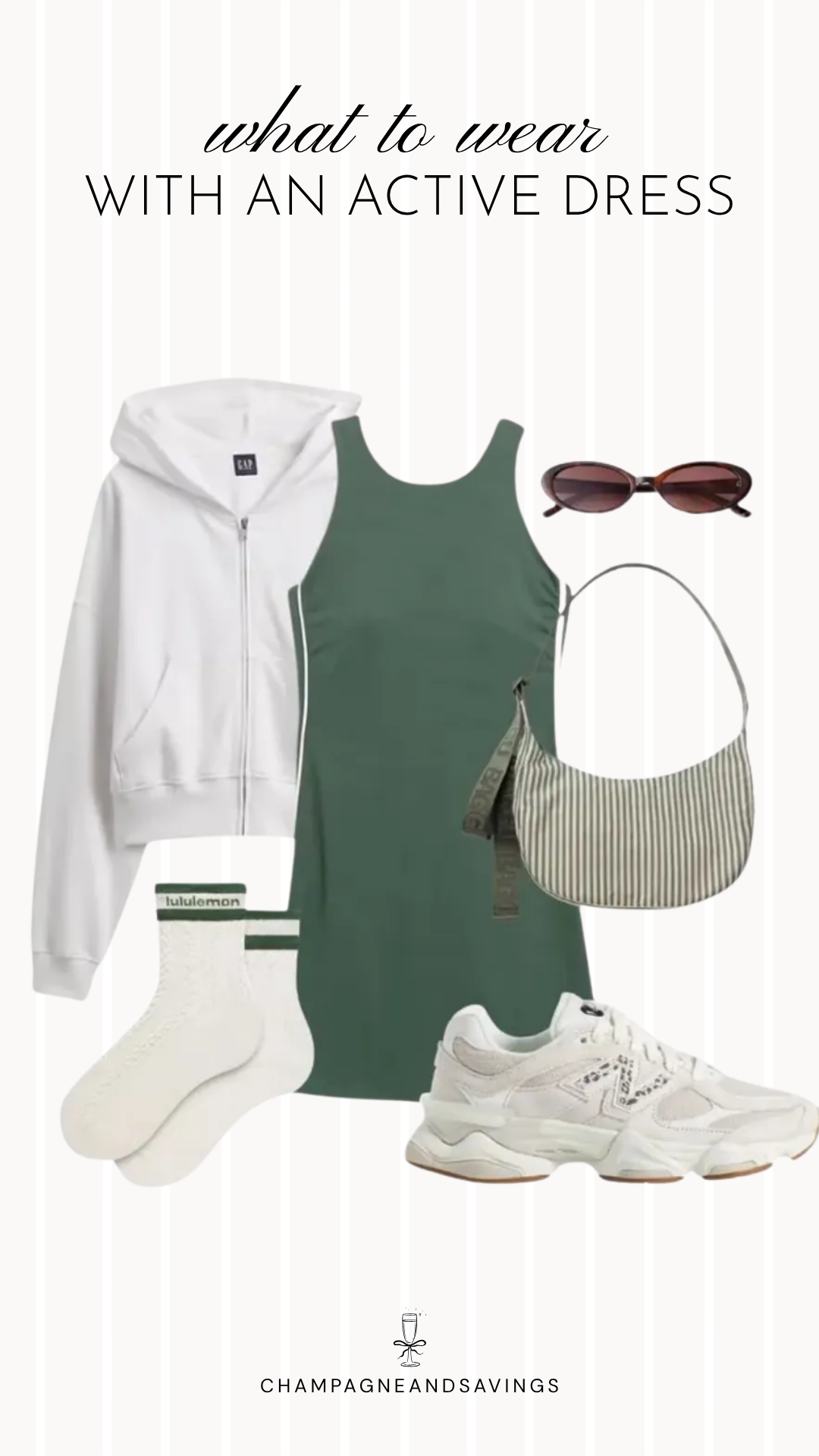 green athletic dress outfit idea with a hoodie