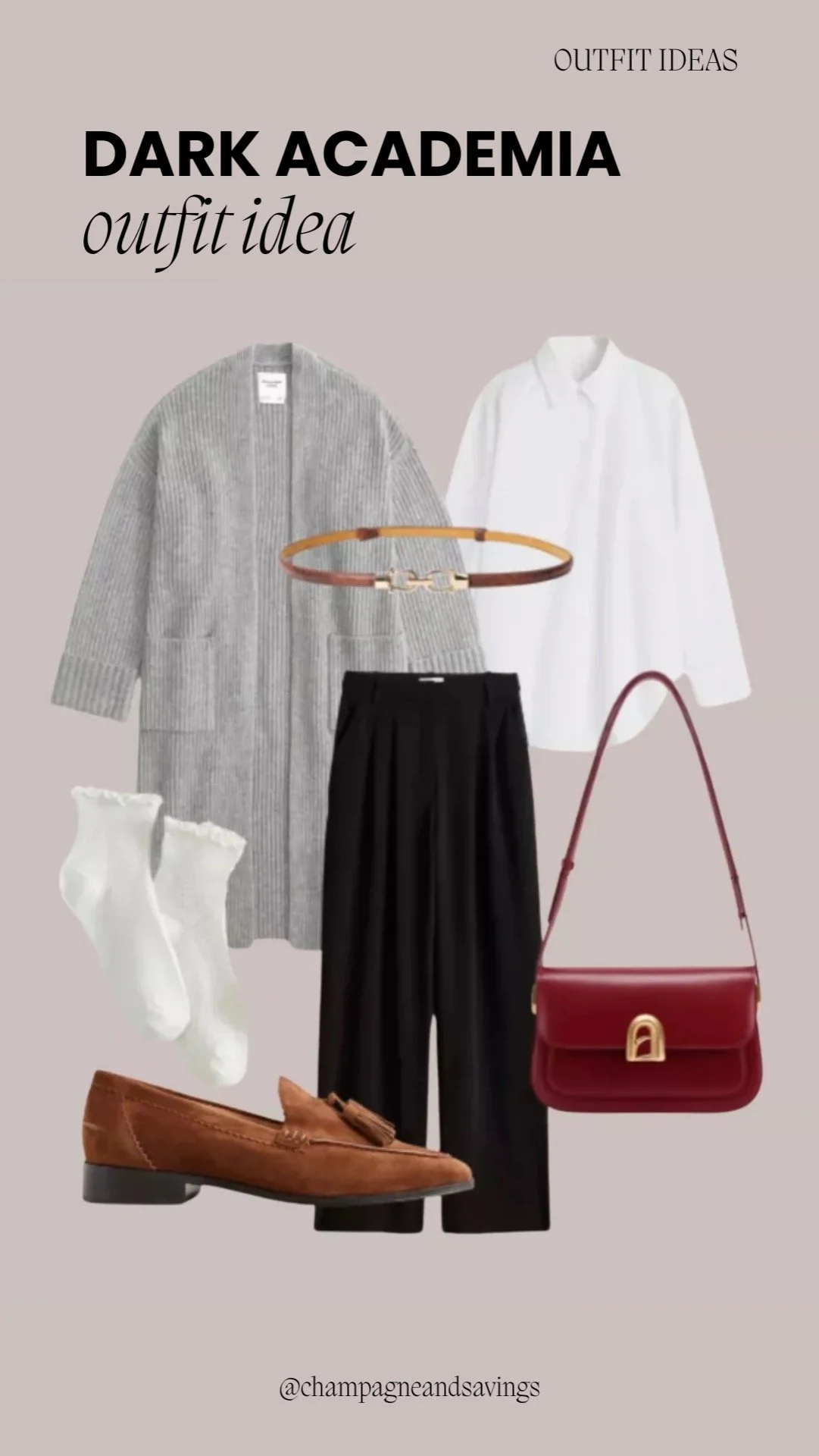 Gray Cardigan and Pleated Trousers outfit