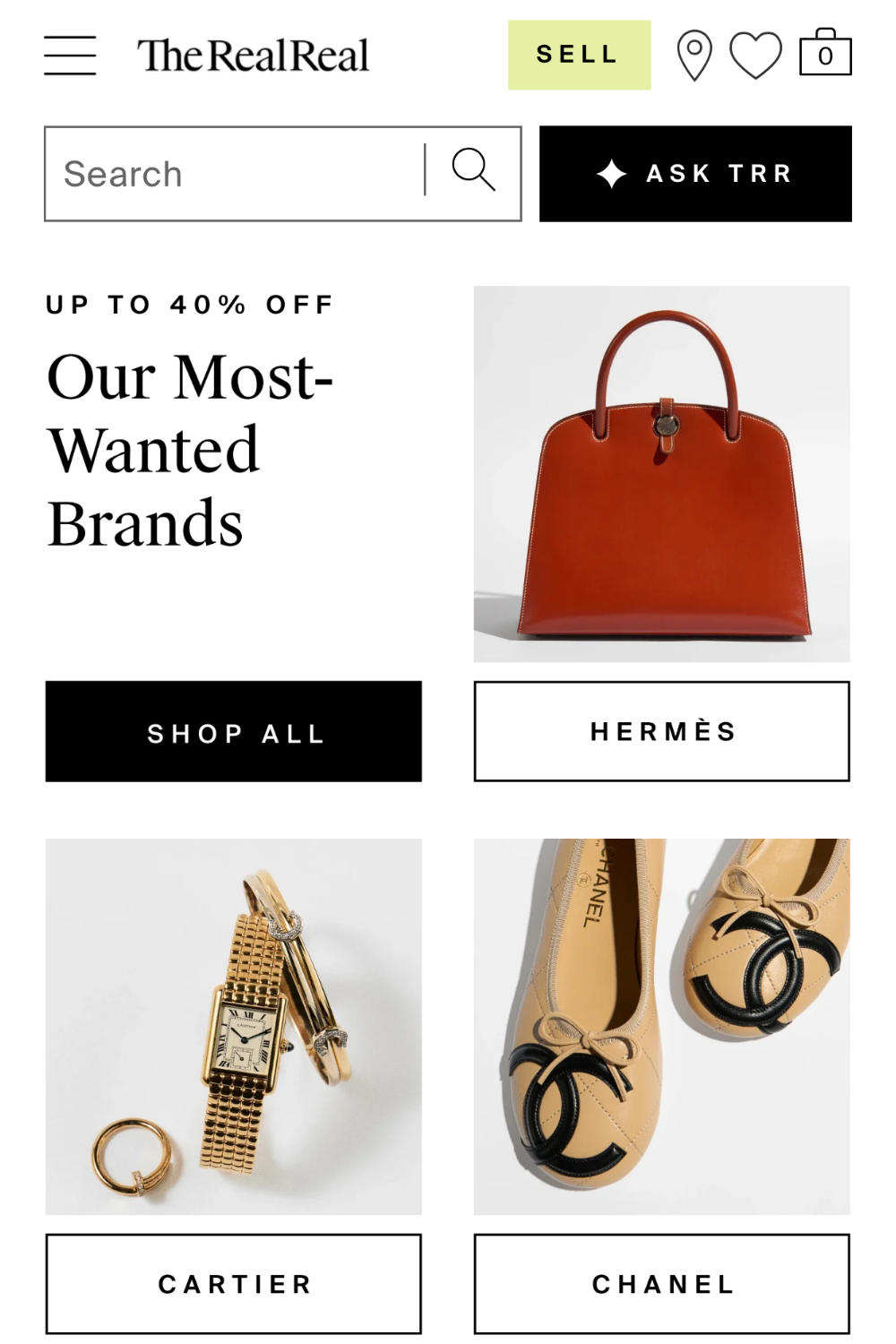 the RealReal home page