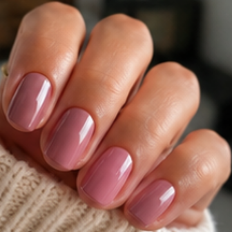 Pink manicure idea featuring dusty rose.