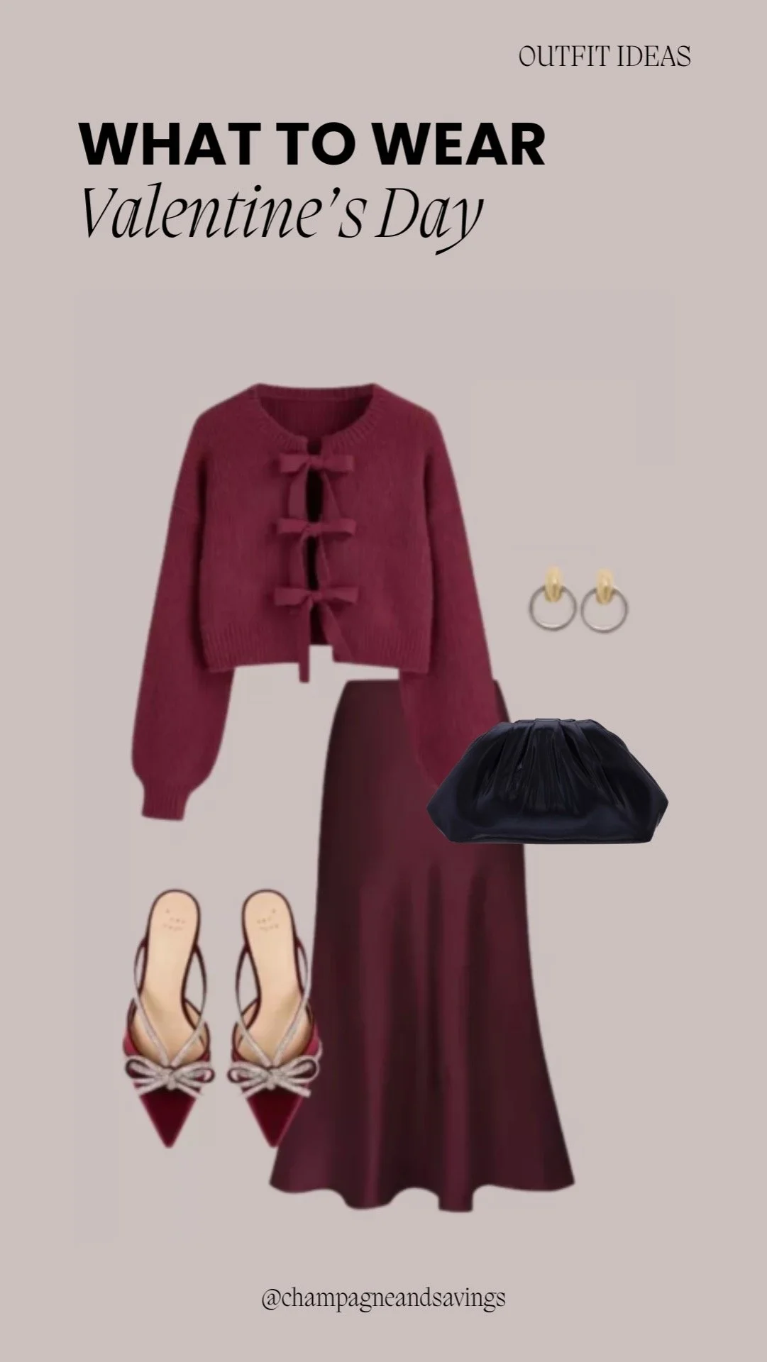 Burgundy knit Valentine’s Day outfit styled for a chic, comfortable, and romantic look.
