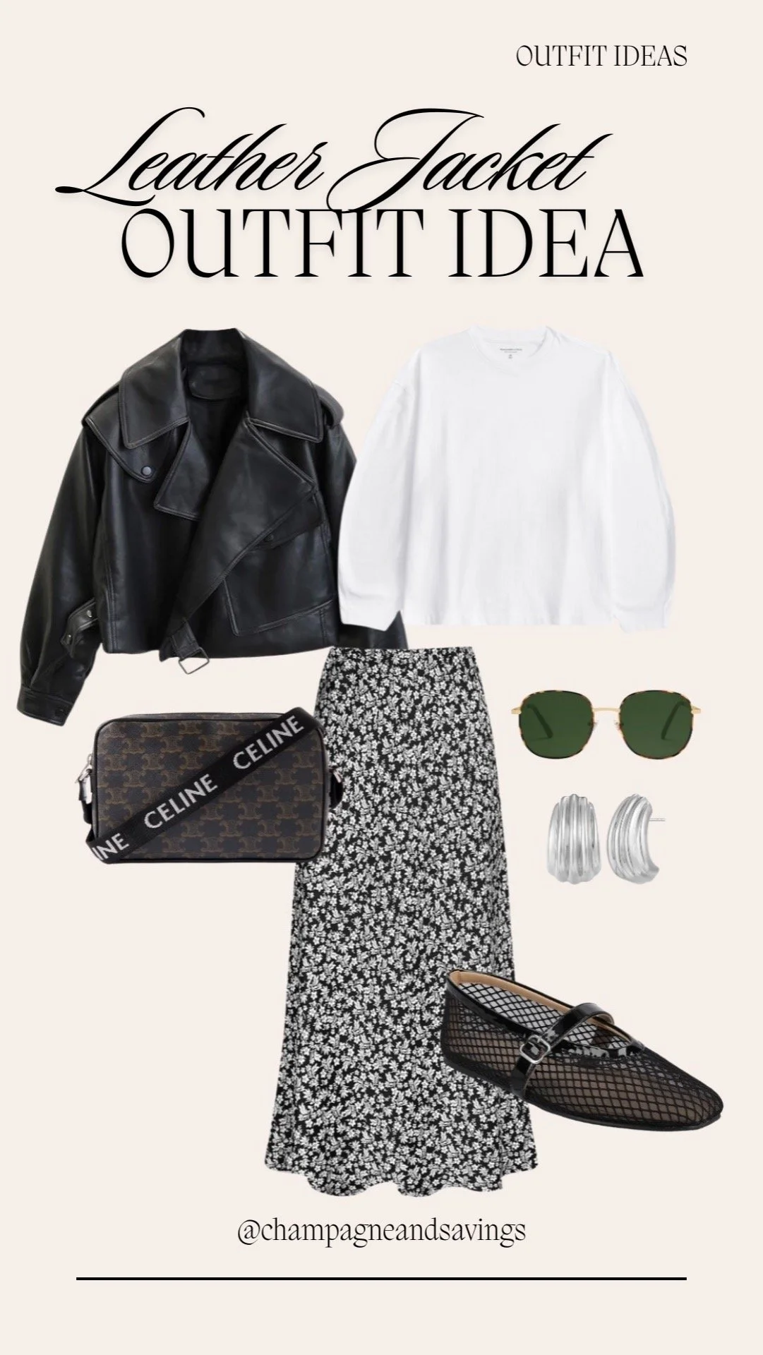 leather jacket, Comfy Tee and a Floral Skirt