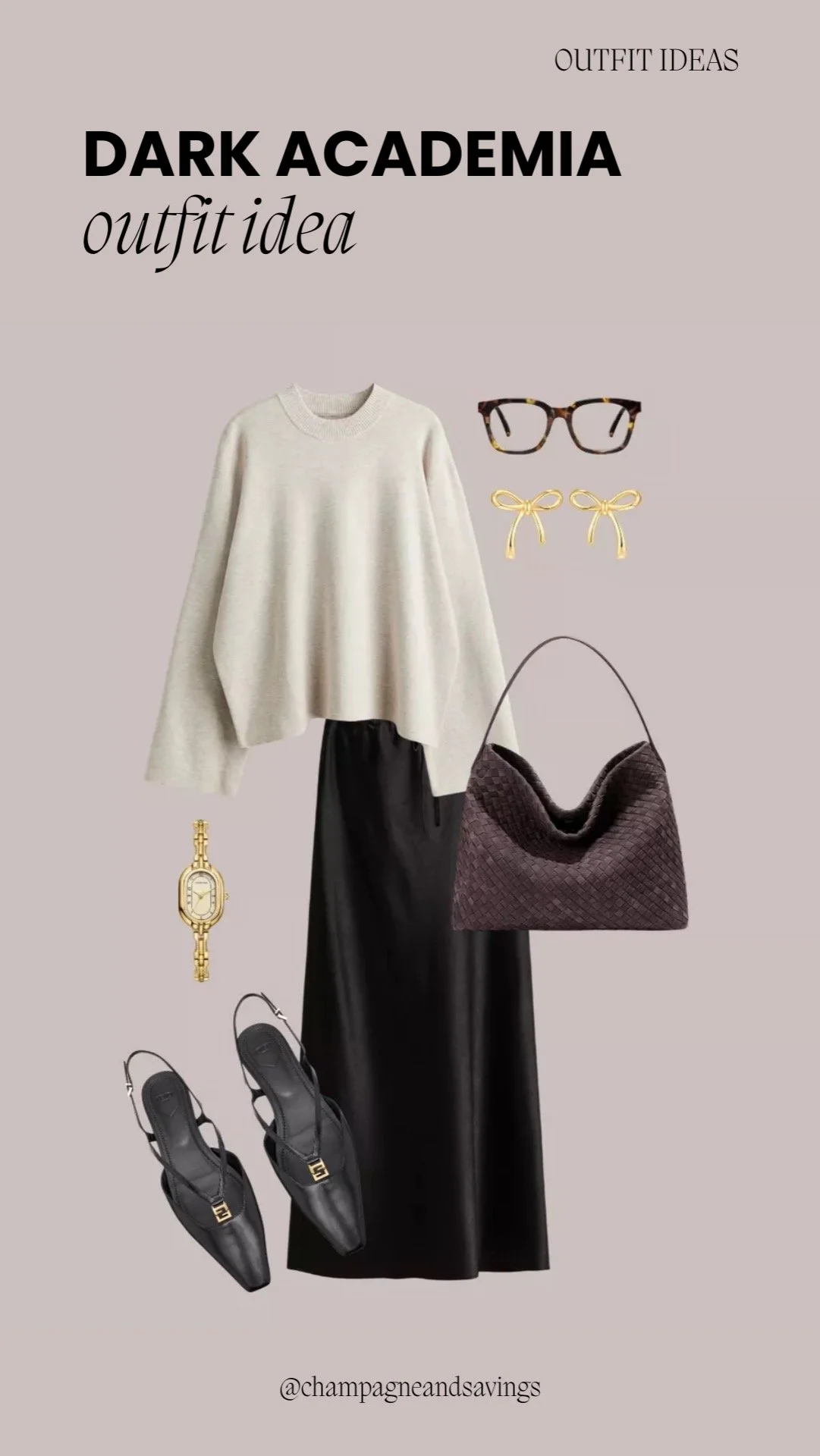 Cream Sweater and Satin Skirt outfit