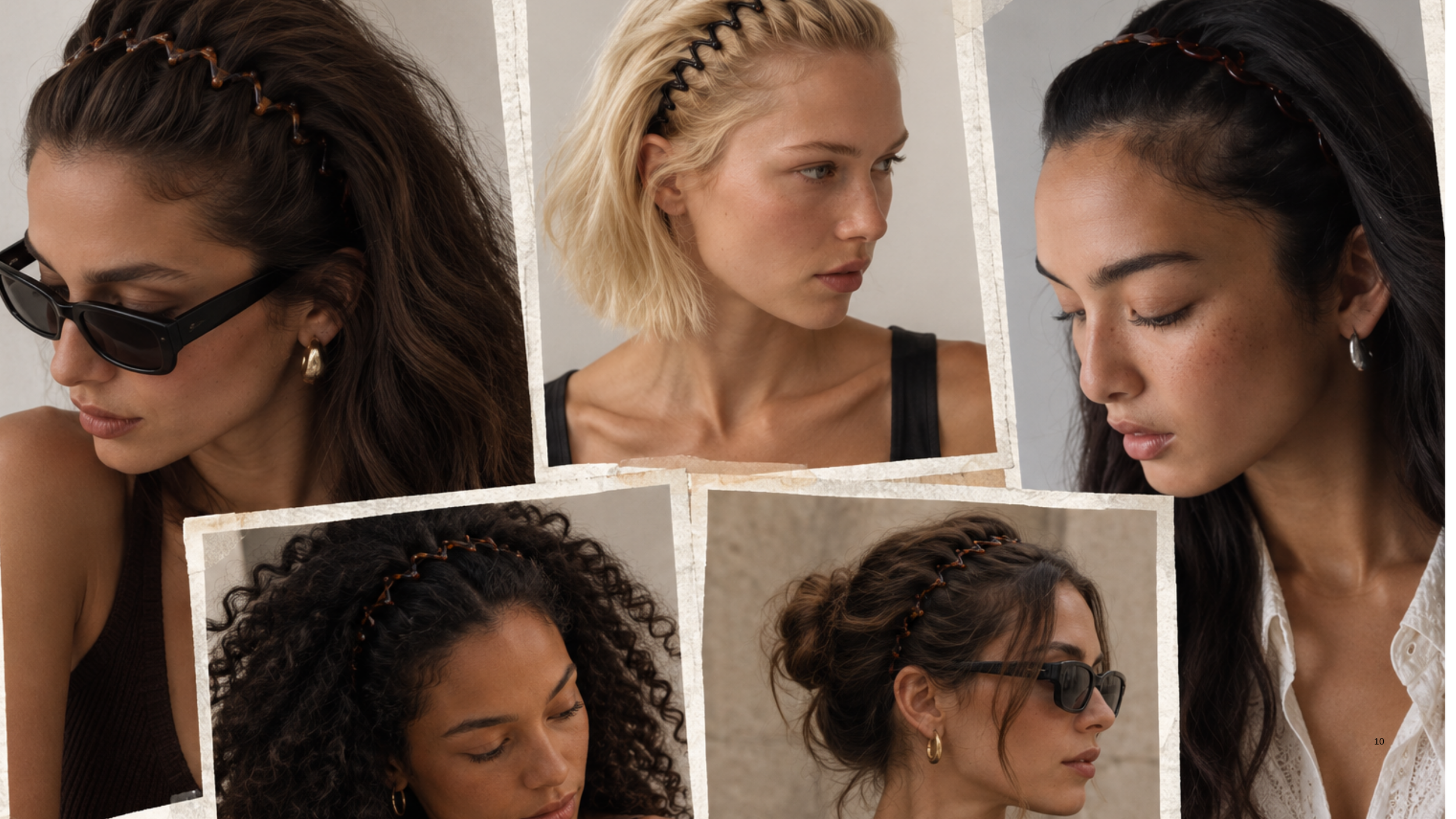 Collage featuring stretch comb headbands styled in trendy millennial-inspired outfits for 2027.