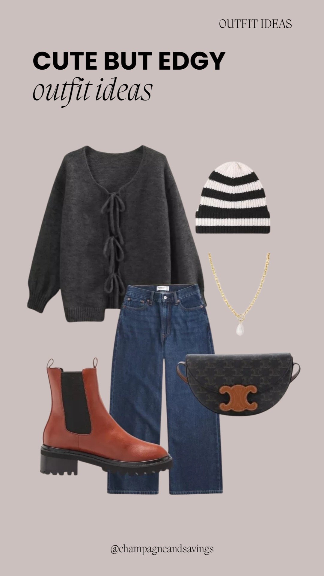 Tie-front cardigan styled with dark denim and chunky boots for a cozy, stylish casual look.
