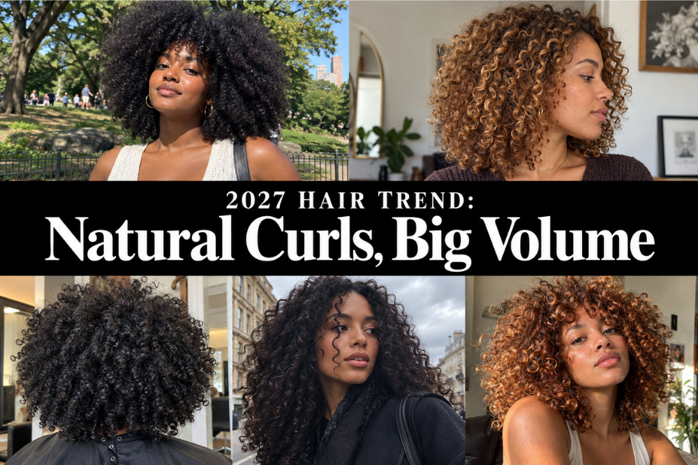 collage of women with natural curls