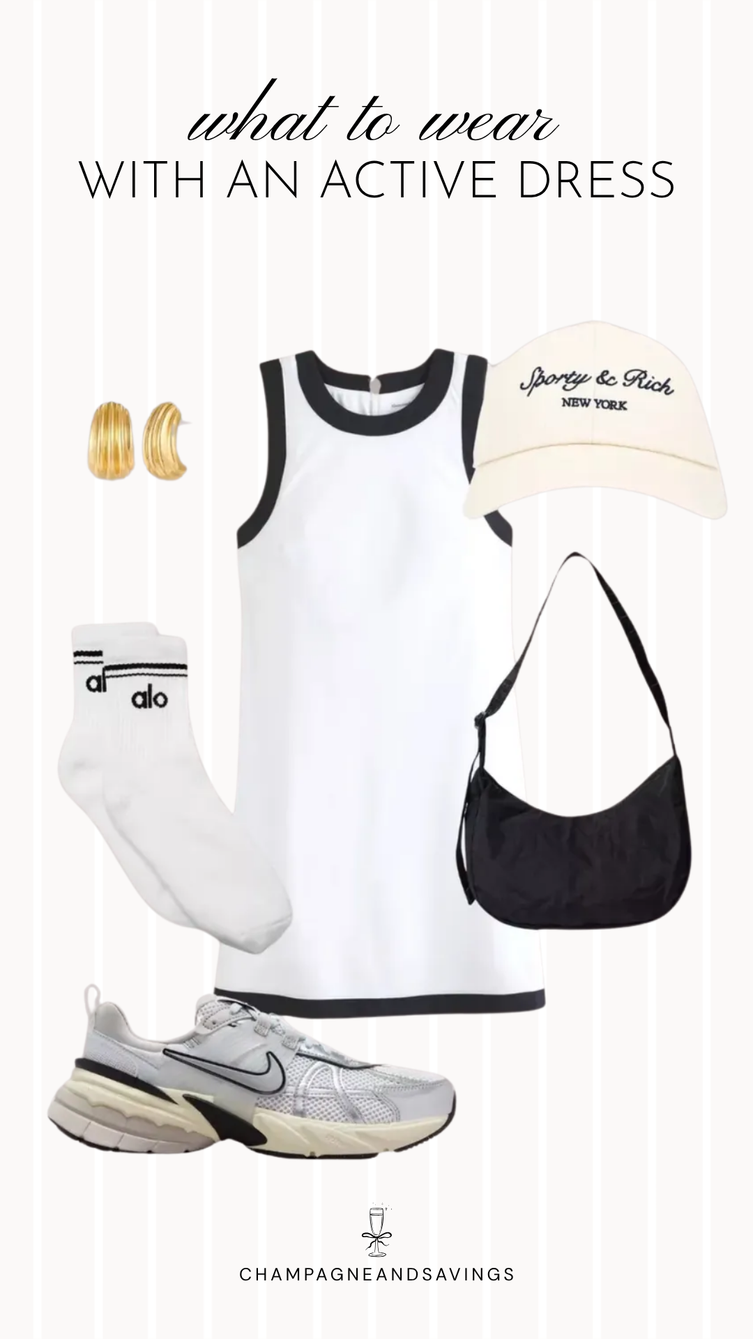 white and black athletic dress outfit idea
