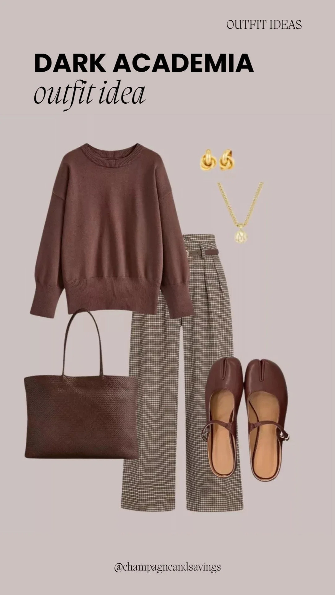 Brown Sweater and Plaid Pants outfit