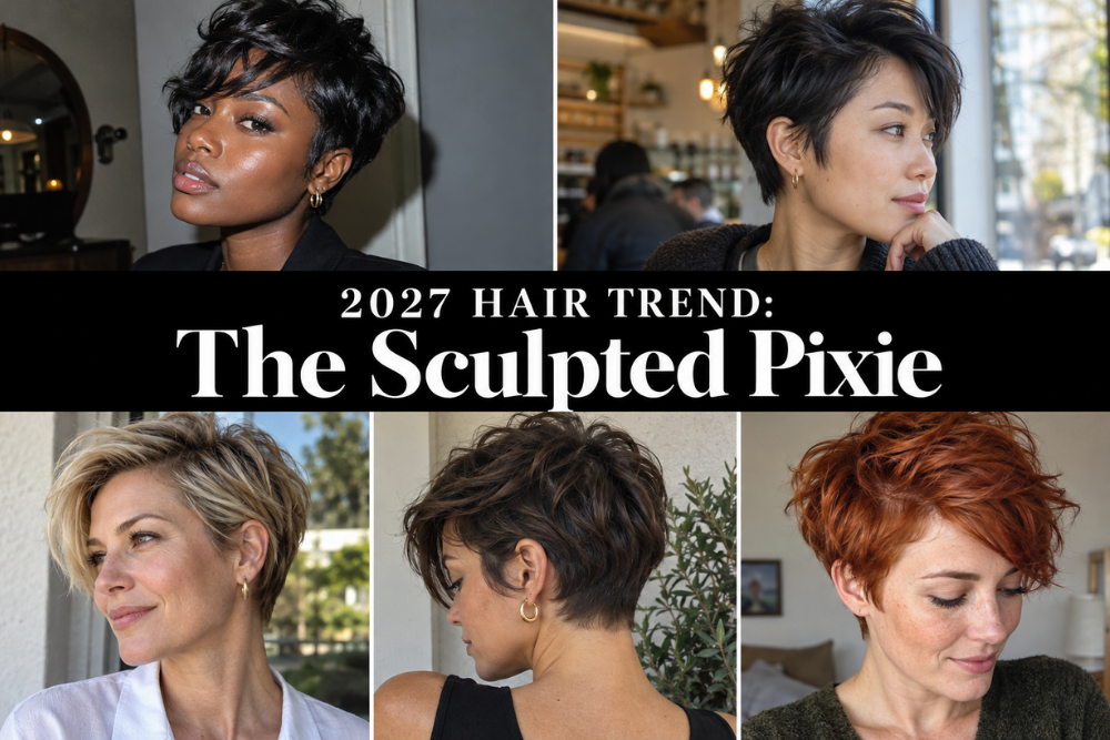 collage of women with pixie cuts